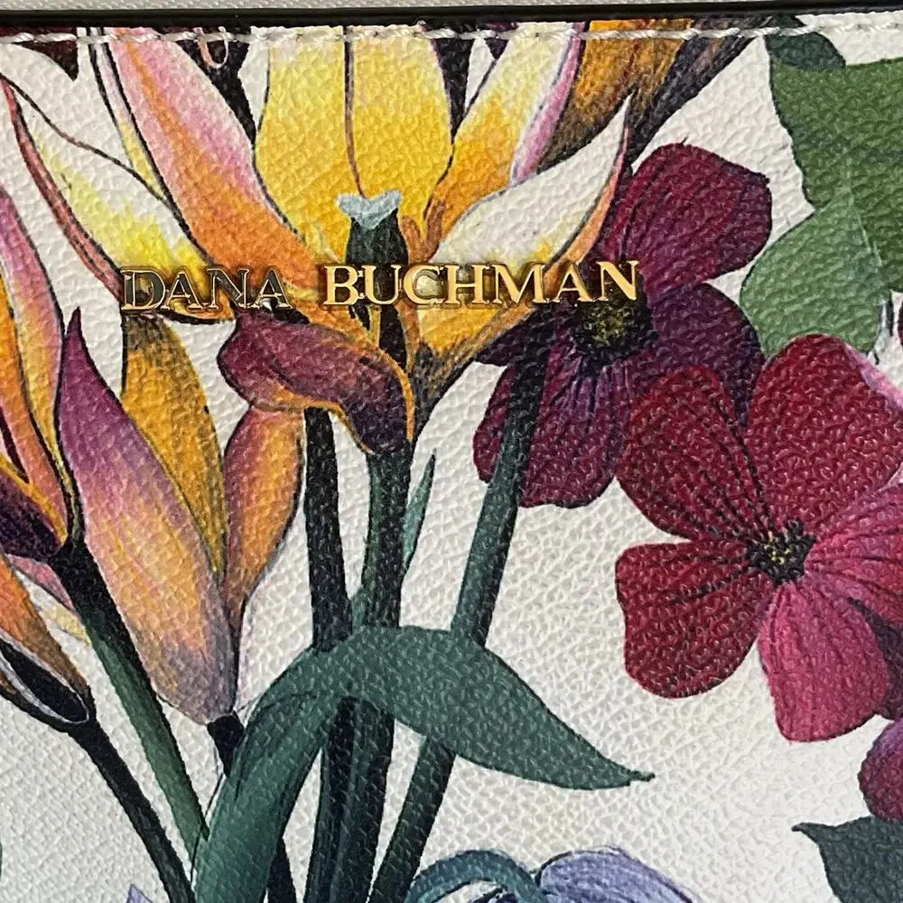 Dana Buchman Floral Satchel Handbag White Multicolor Shoulder Crossbody Bag